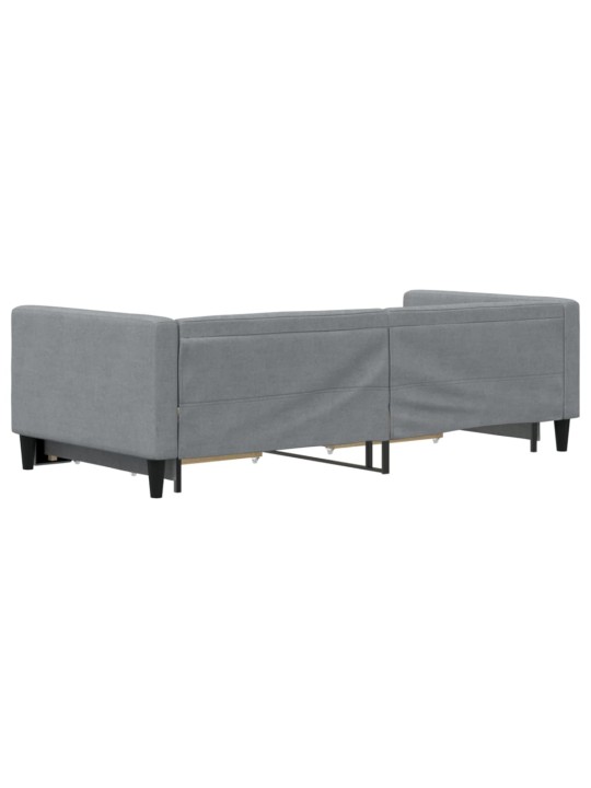 Válenda s přistýlkou a zásuvkami světle šedá 90 x 200 cm textil