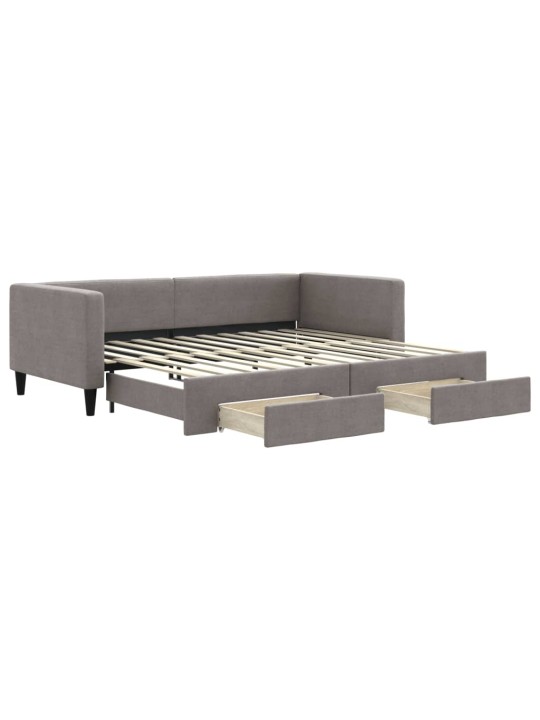 Válenda s přistýlkou a zásuvkami taupe 90 x 200 cm textil