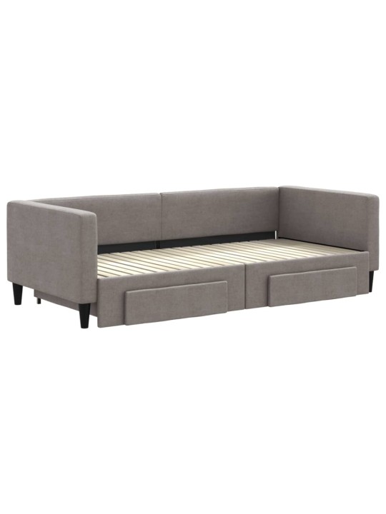 Válenda s přistýlkou a zásuvkami taupe 90 x 200 cm textil