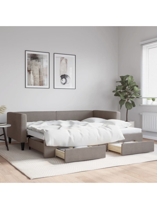 Válenda s přistýlkou a zásuvkami taupe 90 x 200 cm textil