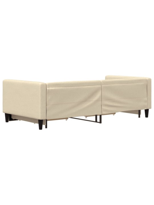 Válenda s přistýlkou a zásuvkami krémová 90 x 200 cm textil