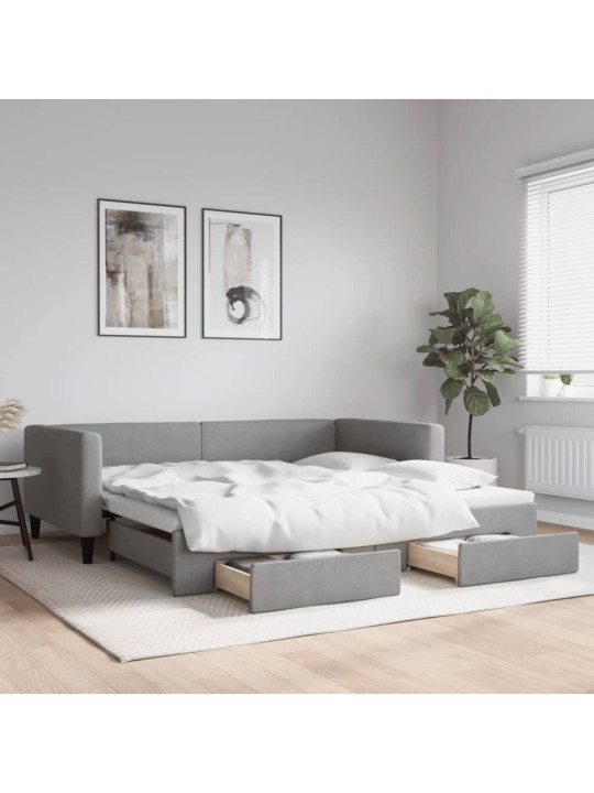 Válenda s přistýlkou a zásuvkami světle šedá 100x200 cm textil