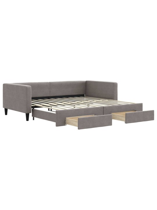 Válenda s přistýlkou a zásuvkami taupe 100 x 200 cm textil