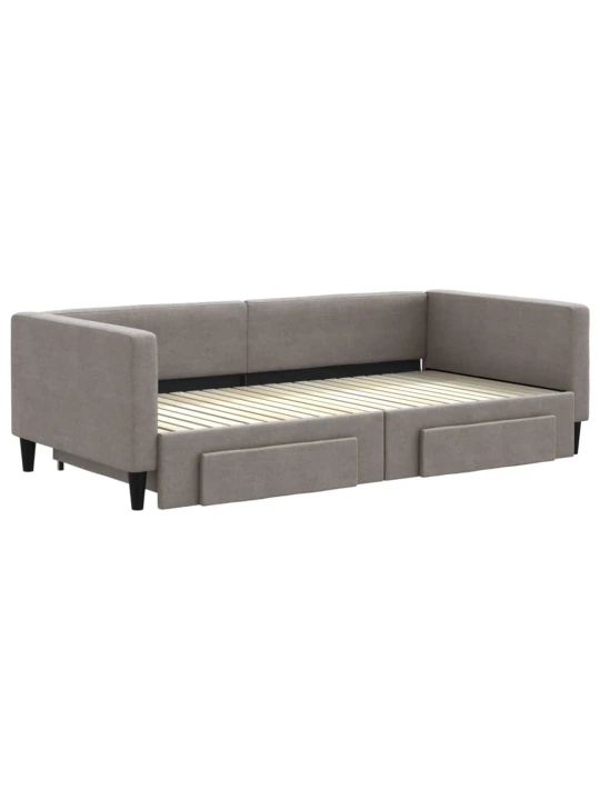 Válenda s přistýlkou a zásuvkami taupe 100 x 200 cm textil