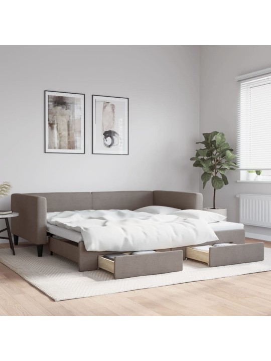 Válenda s přistýlkou a zásuvkami taupe 100 x 200 cm textil