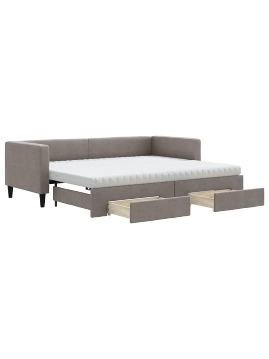 Válenda s přistýlkou a zásuvkami taupe 80 x 200 cm textil