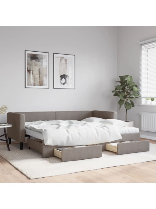Válenda s přistýlkou a zásuvkami taupe 80 x 200 cm textil