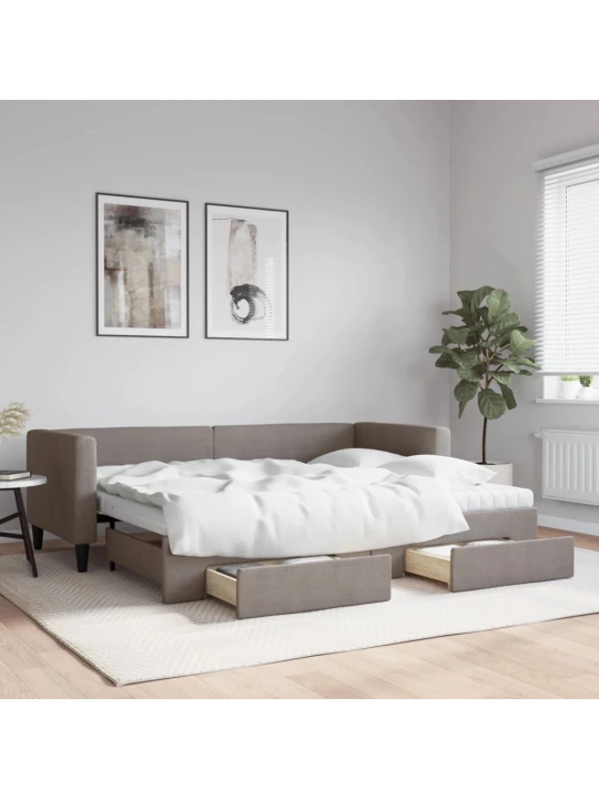 Válenda s přistýlkou a zásuvkami taupe 80 x 200 cm textil