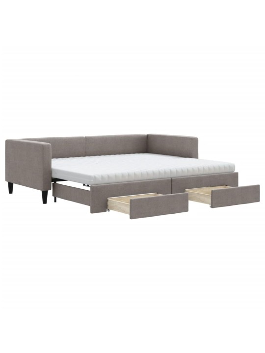 Válenda s přistýlkou a zásuvkami taupe 90 x 200 cm textil