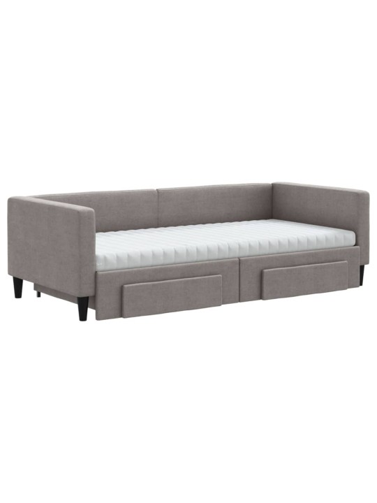 Válenda s přistýlkou a zásuvkami taupe 90 x 200 cm textil