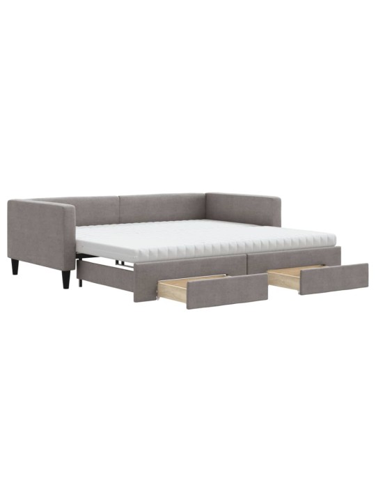 Válenda s přistýlkou a zásuvkami taupe 100 x 200 cm textil