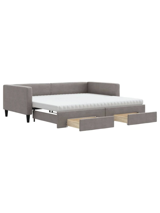 Válenda s přistýlkou a zásuvkami taupe 100 x 200 cm textil