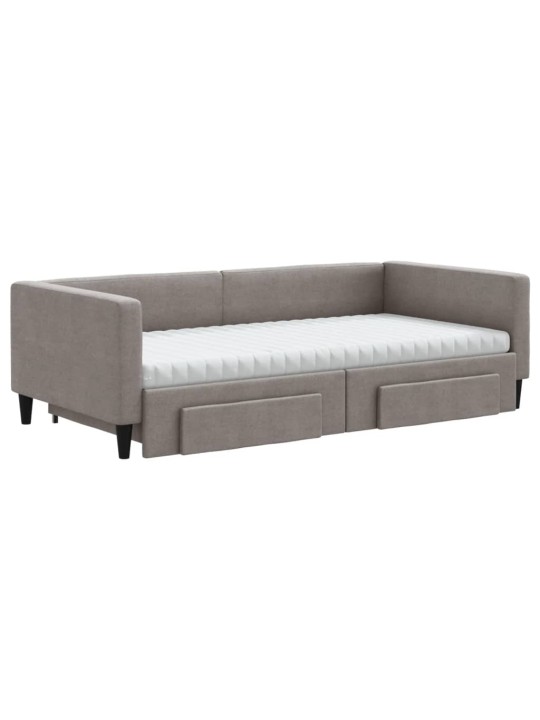 Válenda s přistýlkou a zásuvkami taupe 100 x 200 cm textil