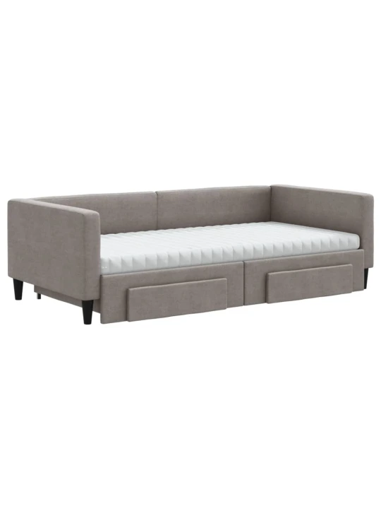 Válenda s přistýlkou a zásuvkami taupe 100 x 200 cm textil