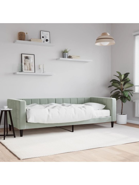 Válenda s matrací světle šedá 80 x 200 cm samet