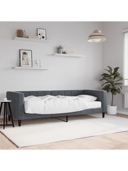 Válenda s matrací tmavě šedá 80 x 200 cm samet