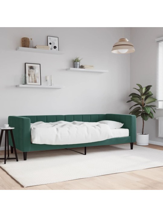 Válenda s matrací tmavě zelená 80 x 200 cm samet