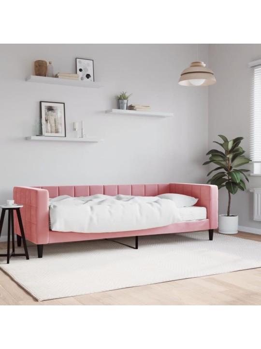 Válenda s matrací růžová 80 x 200 cm samet