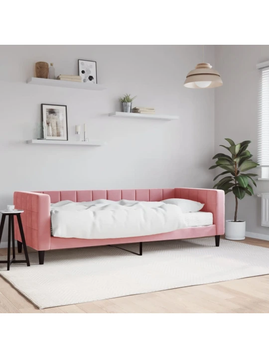 Válenda s matrací růžová 80 x 200 cm samet