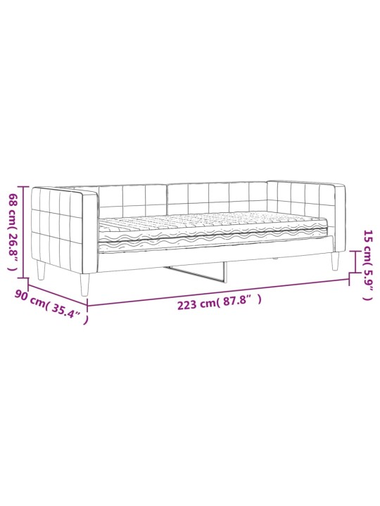 Válenda s matrací žlutá 80 x 200 cm samet