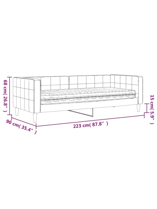Válenda s matrací žlutá 80 x 200 cm samet
