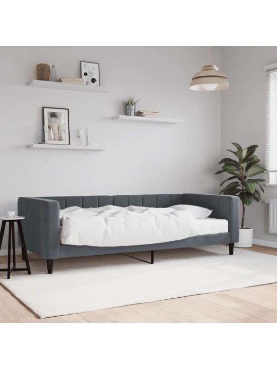 Válenda s matrací tmavě šedá 90 x 200 cm samet