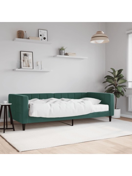 Válenda s matrací tmavě zelená 90 x 200 cm samet