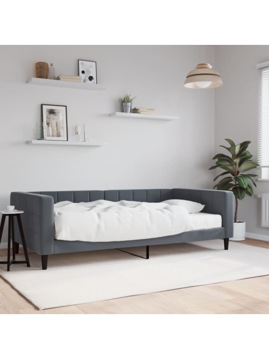Válenda s matrací tmavě šedá 100 x 200 cm samet