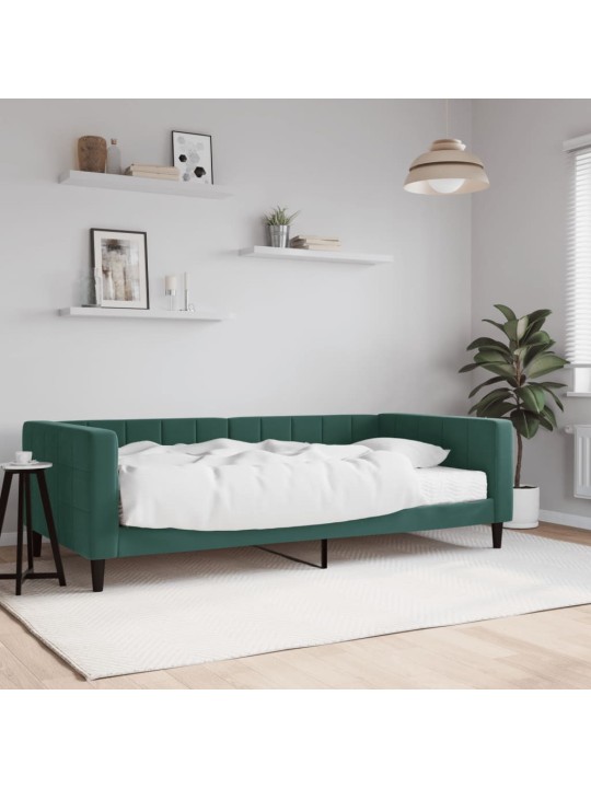Válenda s matrací tmavě zelená 100 x 200 cm samet