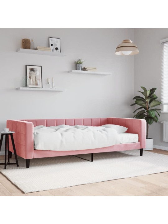 Válenda s matrací růžová 100 x 200 cm samet