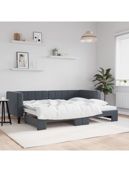 Válenda s přistýlkou tmavě šedá 80 x 200 cm samet