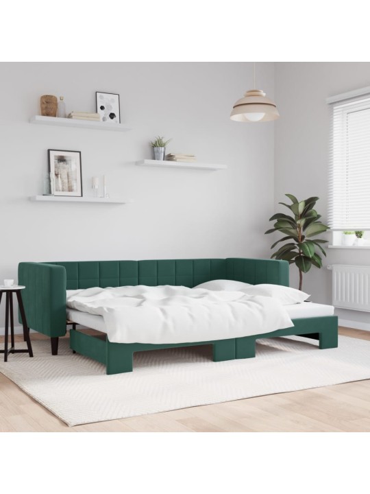 Válenda s přistýlkou tmavě zelená 80 x 200 cm samet