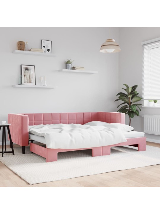 Válenda s přistýlkou růžová 80 x 200 cm samet