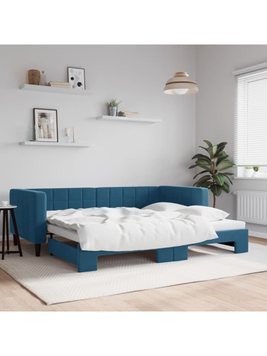 Válenda s přistýlkou modrá 90 x 200 cm samet