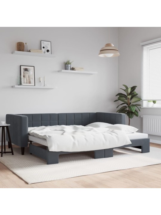 Válenda s přistýlkou tmavě šedá 90 x 200 cm samet