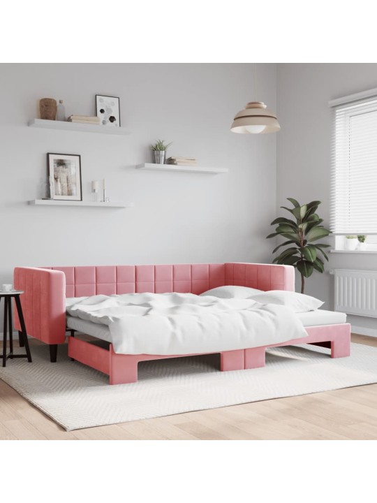 Válenda s přistýlkou růžová 90 x 200 cm samet