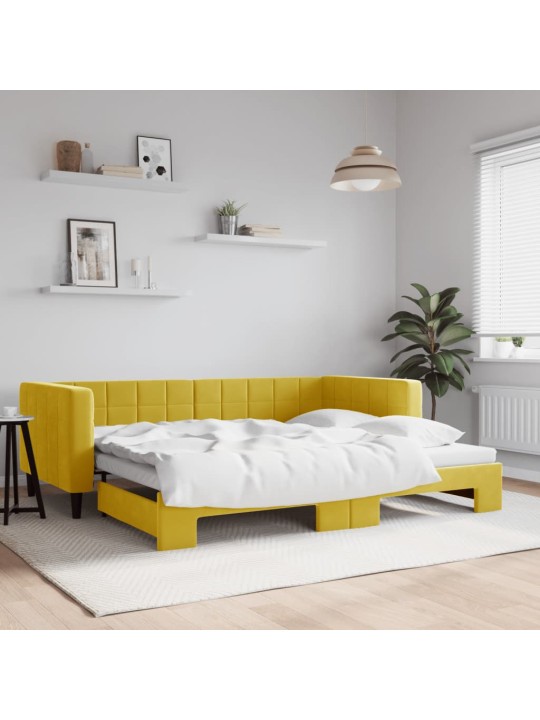 Válenda s přistýlkou žlutá 90 x 200 cm samet