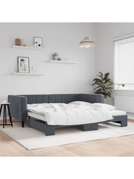 Válenda s přistýlkou tmavě šedá 100 x 200 cm samet