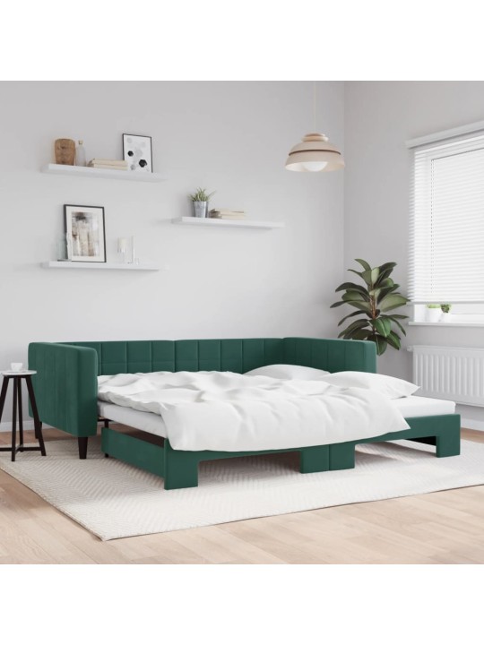 Válenda s přistýlkou tmavě zelená 100 x 200 cm samet