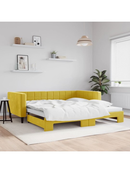 Válenda s přistýlkou žlutá 100 x 200 cm samet