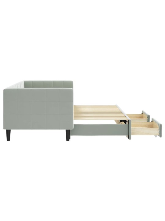 Válenda s přistýlkou a zásuvkami světle šedá 80 x 200 cm samet
