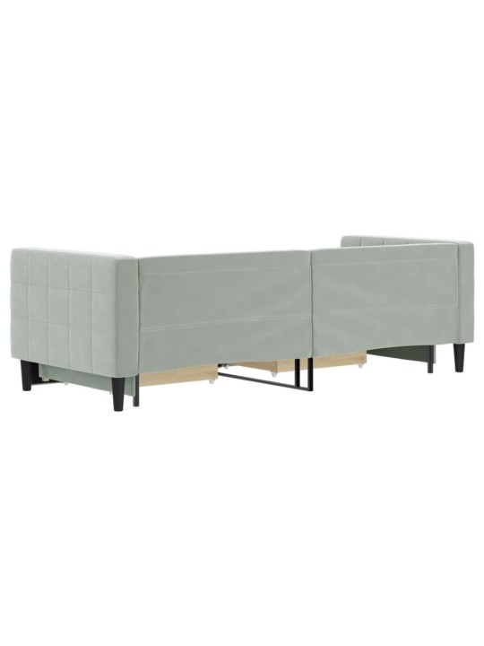 Válenda s přistýlkou a zásuvkami světle šedá 80 x 200 cm samet