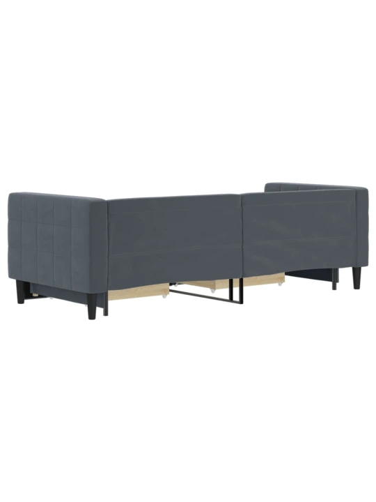Válenda s přistýlkou a zásuvkami tmavě šedá 80 x 200 cm samet