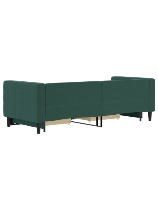 Válenda s přistýlkou a zásuvkami tmavě zelená 80 x 200 cm samet