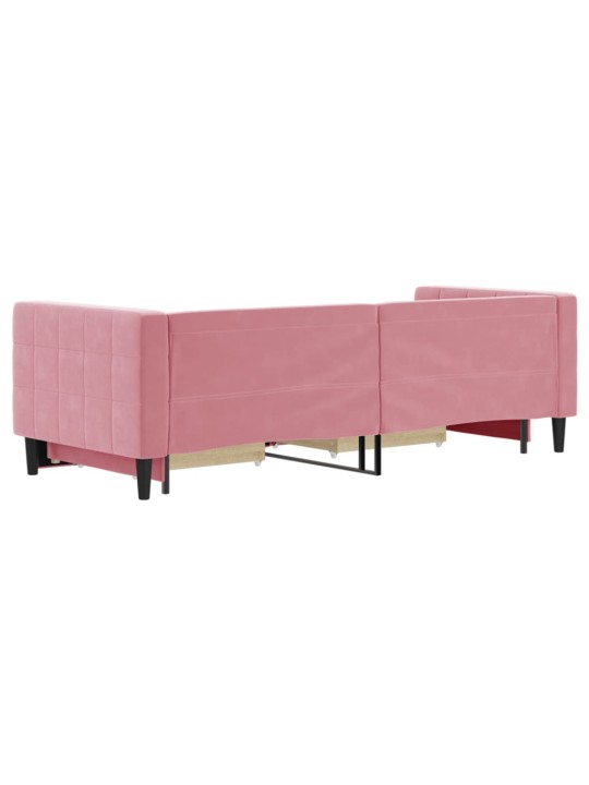 Válenda s přistýlkou a zásuvkami růžová 80 x 200 cm samet