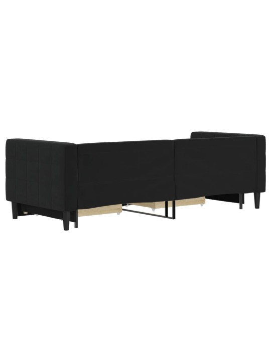 Válenda s přistýlkou a zásuvkami černá 80 x 200 cm samet