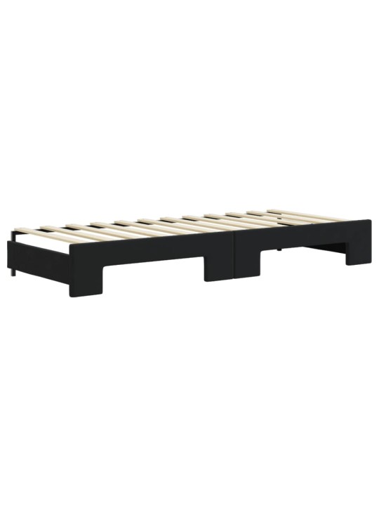 Válenda s přistýlkou a zásuvkami černá 80 x 200 cm samet