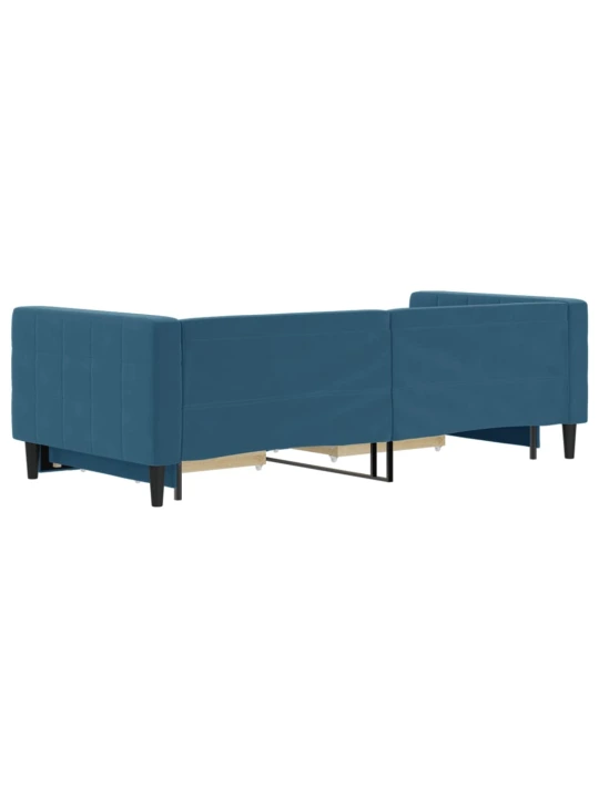 Válenda s přistýlkou a zásuvkami modrá 90 x 200 cm samet