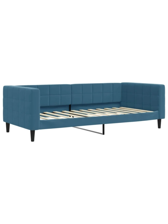 Válenda s přistýlkou a zásuvkami modrá 90 x 200 cm samet