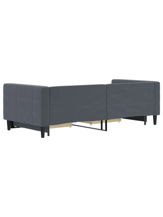 Válenda s přistýlkou a zásuvkami tmavě šedá 90 x 200 cm samet